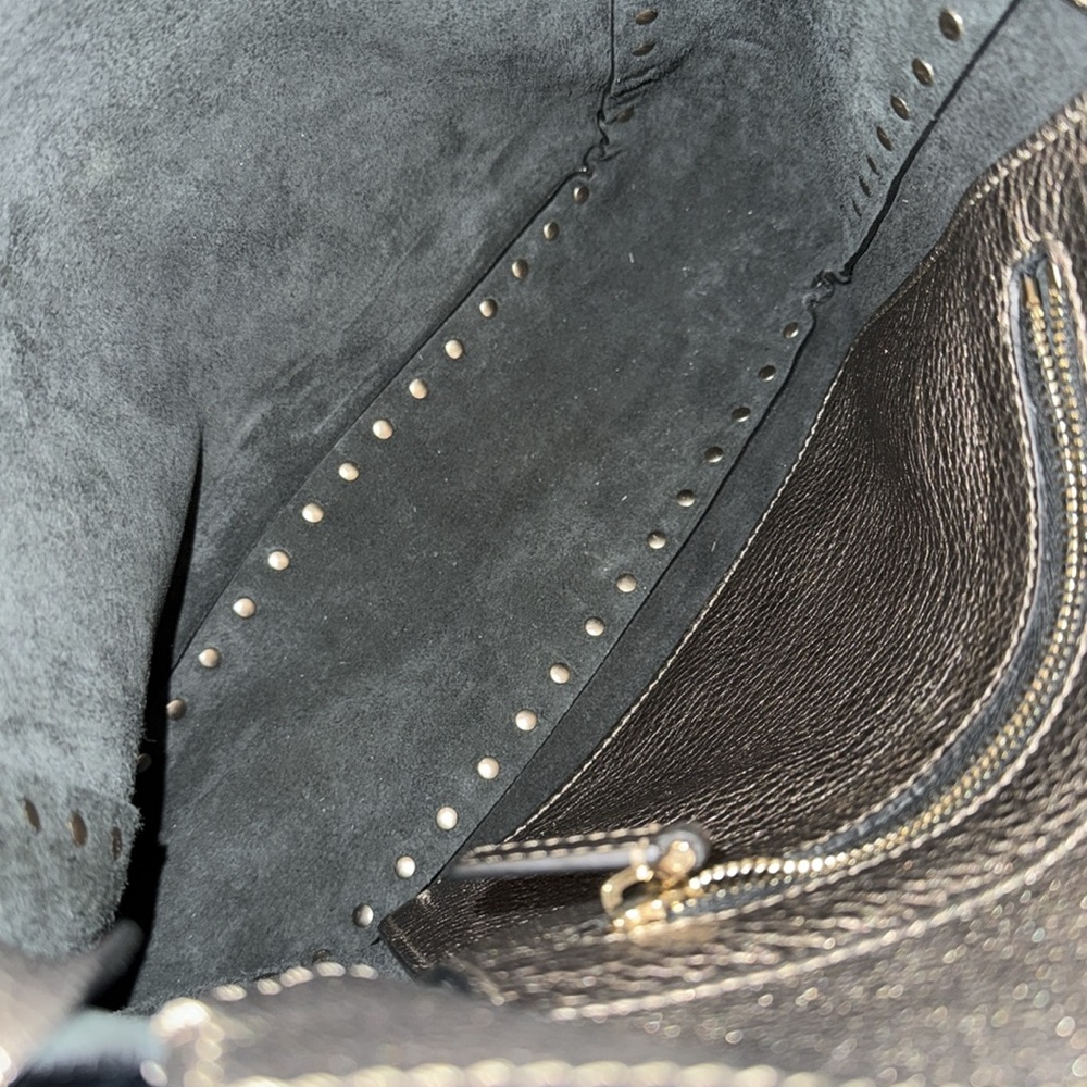 Authentic Valentino Garavani Rockstud Crossbody Hobo Metallic Leather Medium sz - Picture 12 of 16